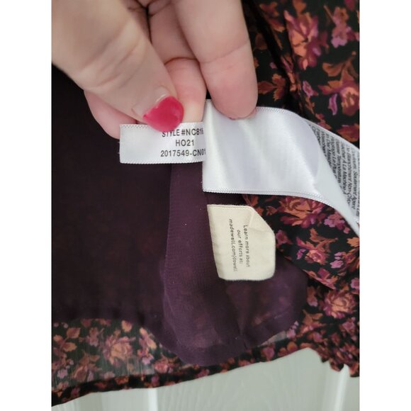 Madewell Georgette black Orchid floral Top boho top size Medium dark Academia - Picture 8 of 10
